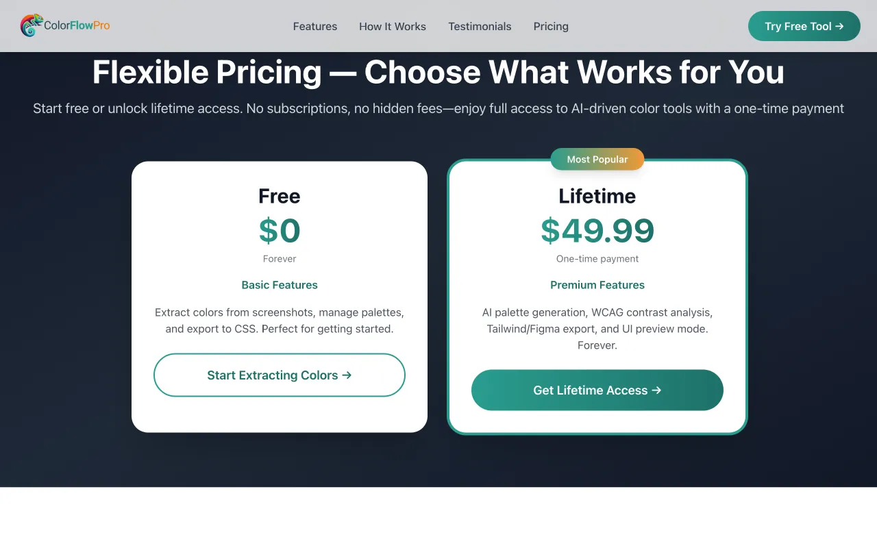 ColorFlowPro — pricing page