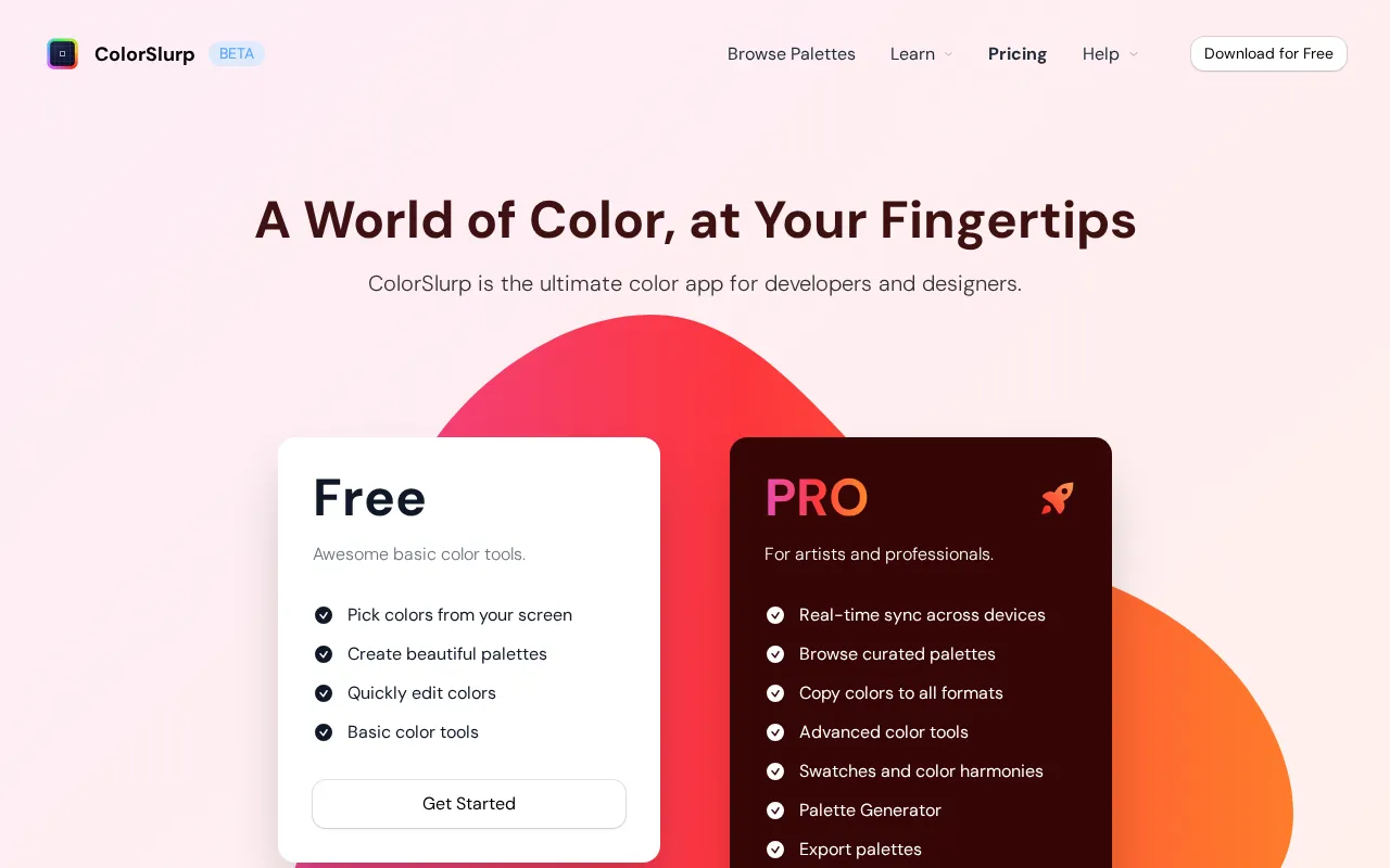 ColorSlurp — pricing page