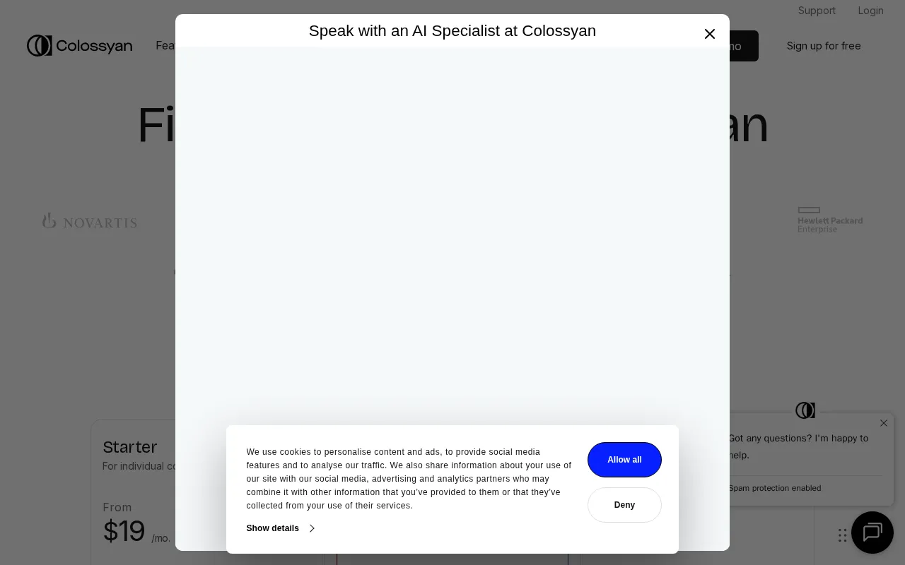 Colossyan — pricing page