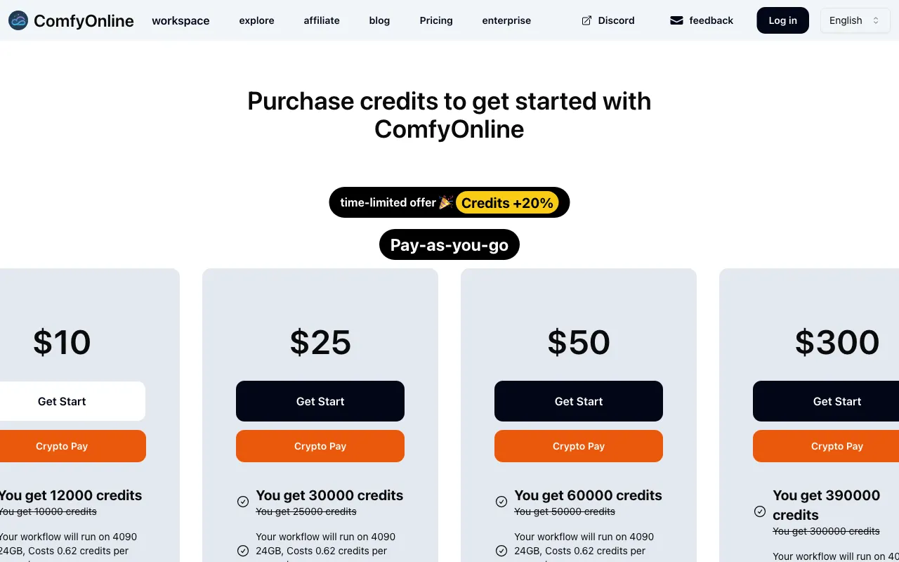ComfyOnline — pricing page