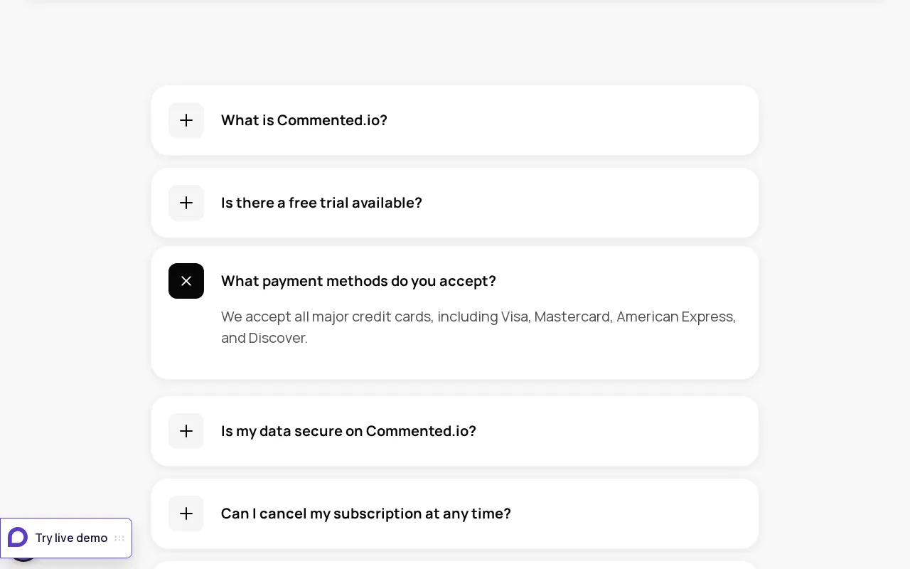 Commented — pricing page