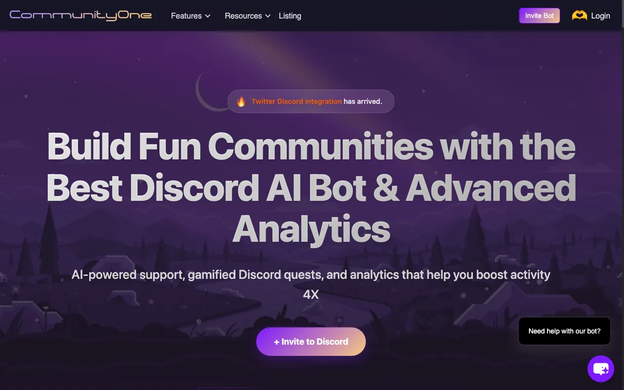 CommunityOne Discord AI Bot & Discord Analytics — preview screenshot