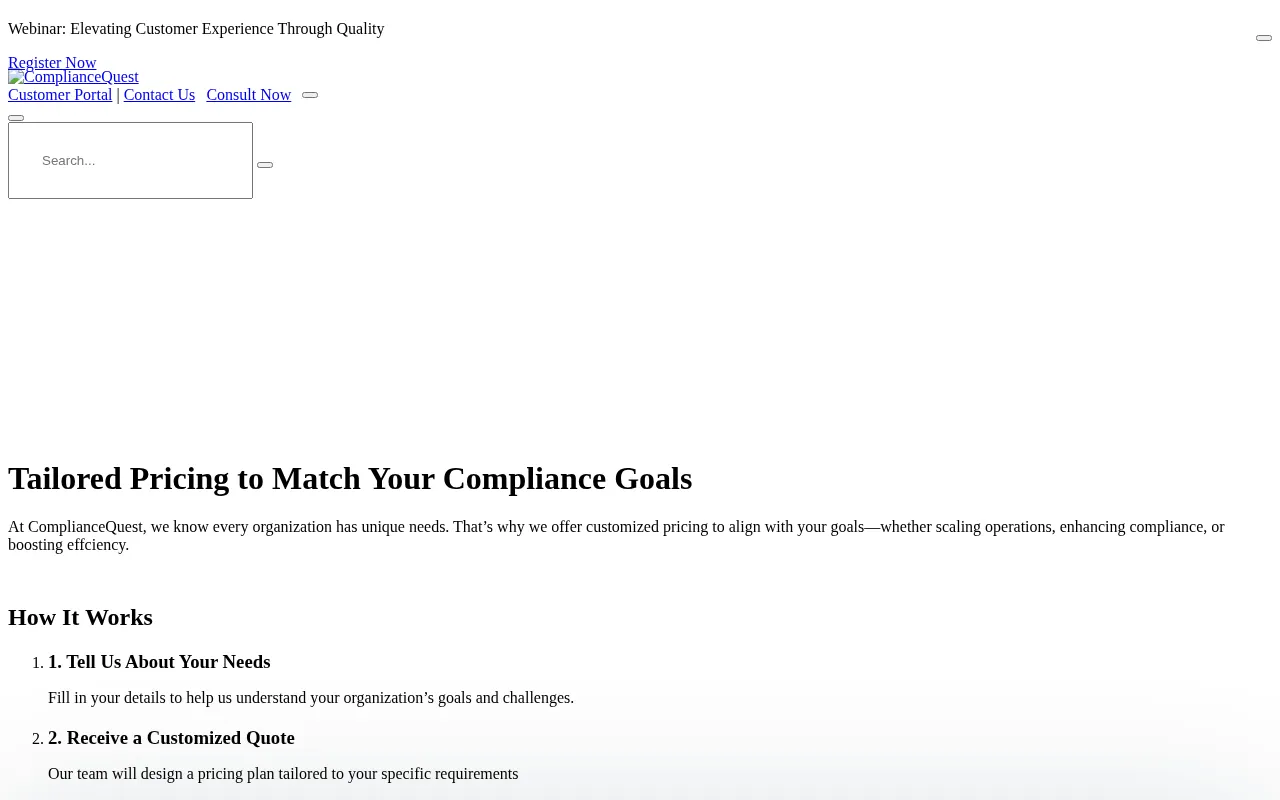 ComplianceQuest — pricing page