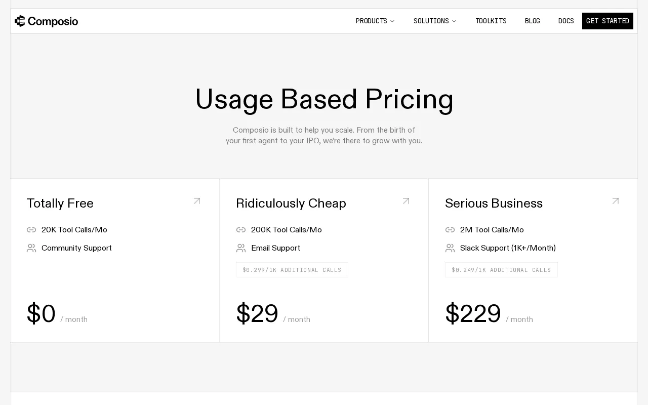 Composio — pricing page