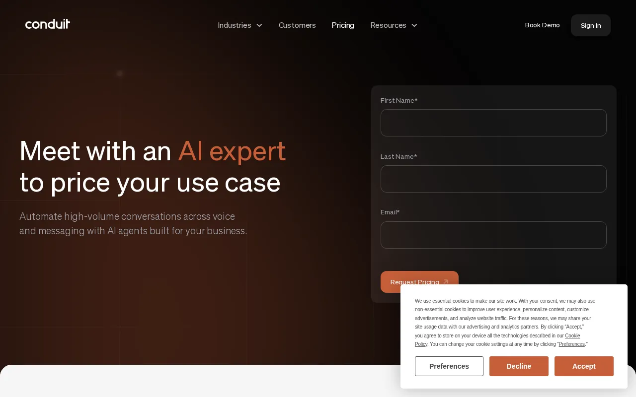 Conduit AI — pricing page
