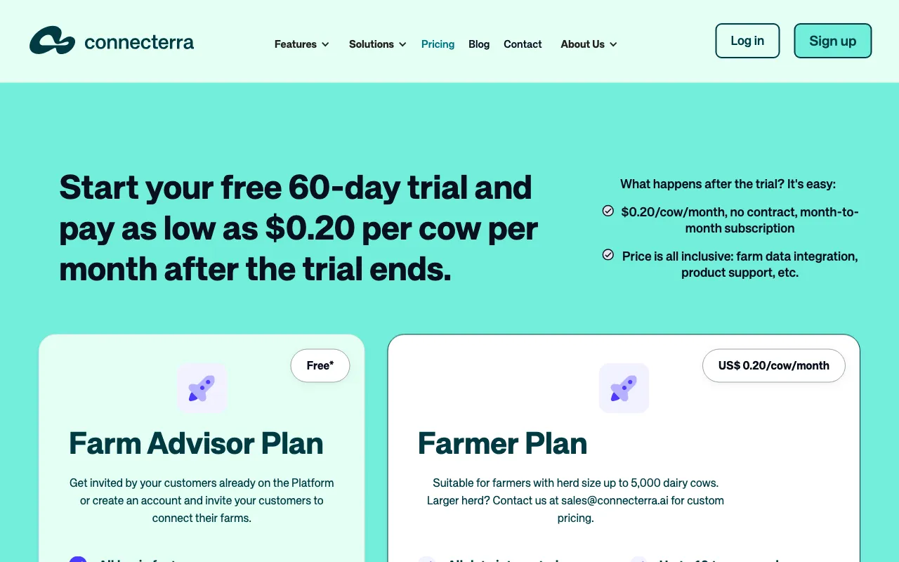 connecterra.io — pricing page