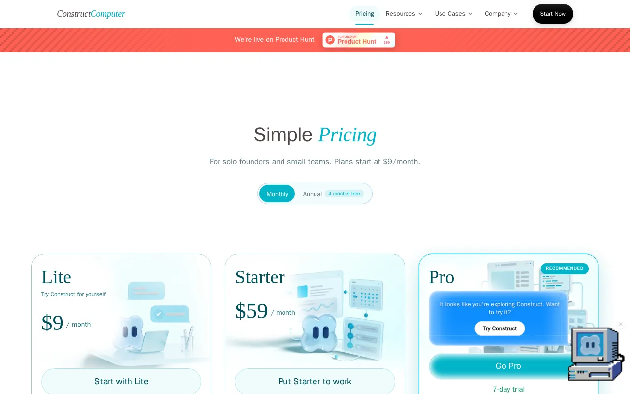 Construct Computer — pricing page