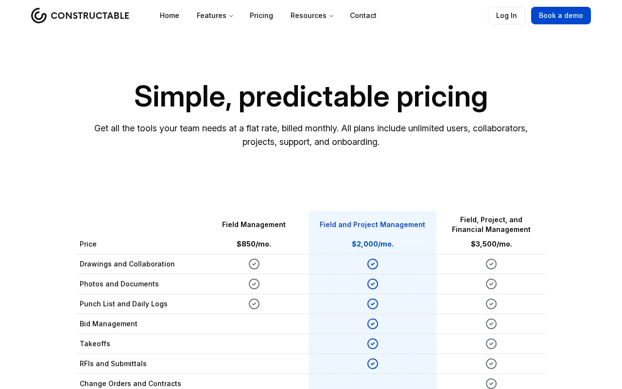 Constructable.ai — pricing page