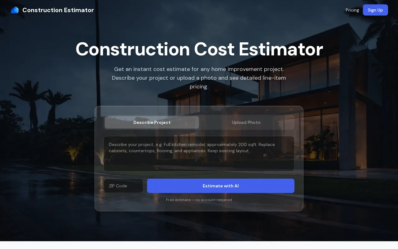 Construction Estimator — preview screenshot
