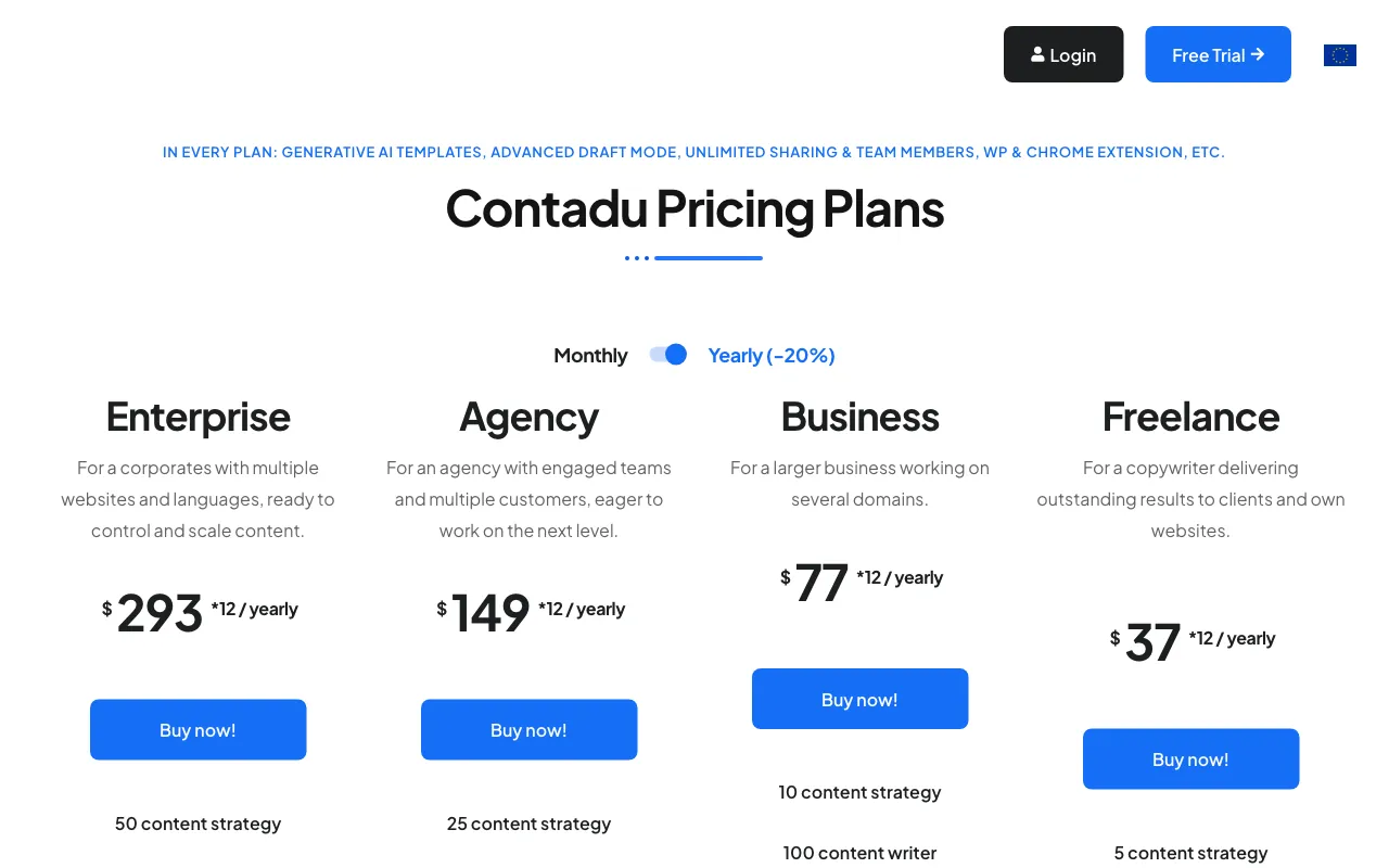 CONTADU — pricing page
