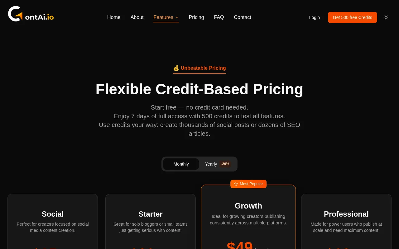 Contai — pricing page