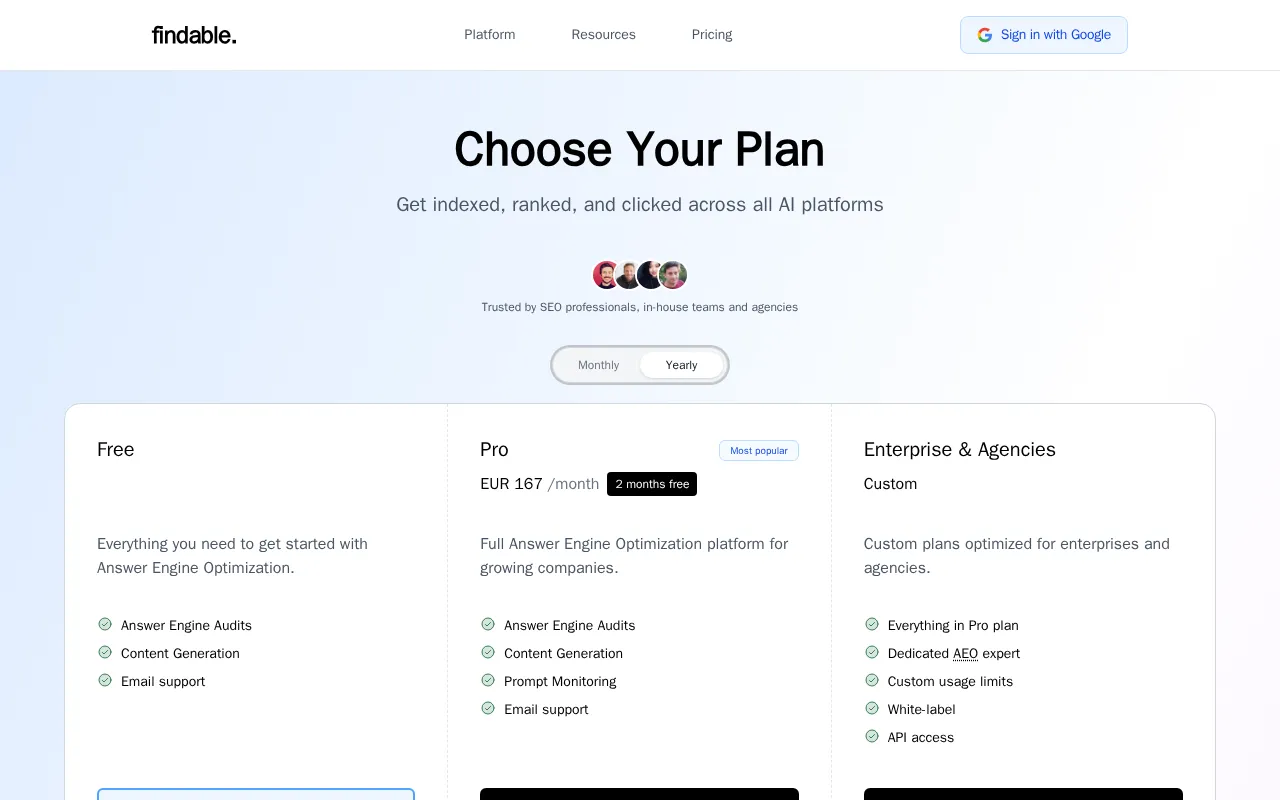 Content Gap Report for LLM SEO — pricing page