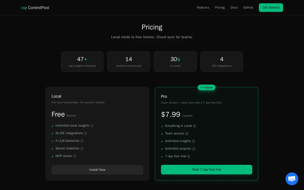 ContextPool — pricing page