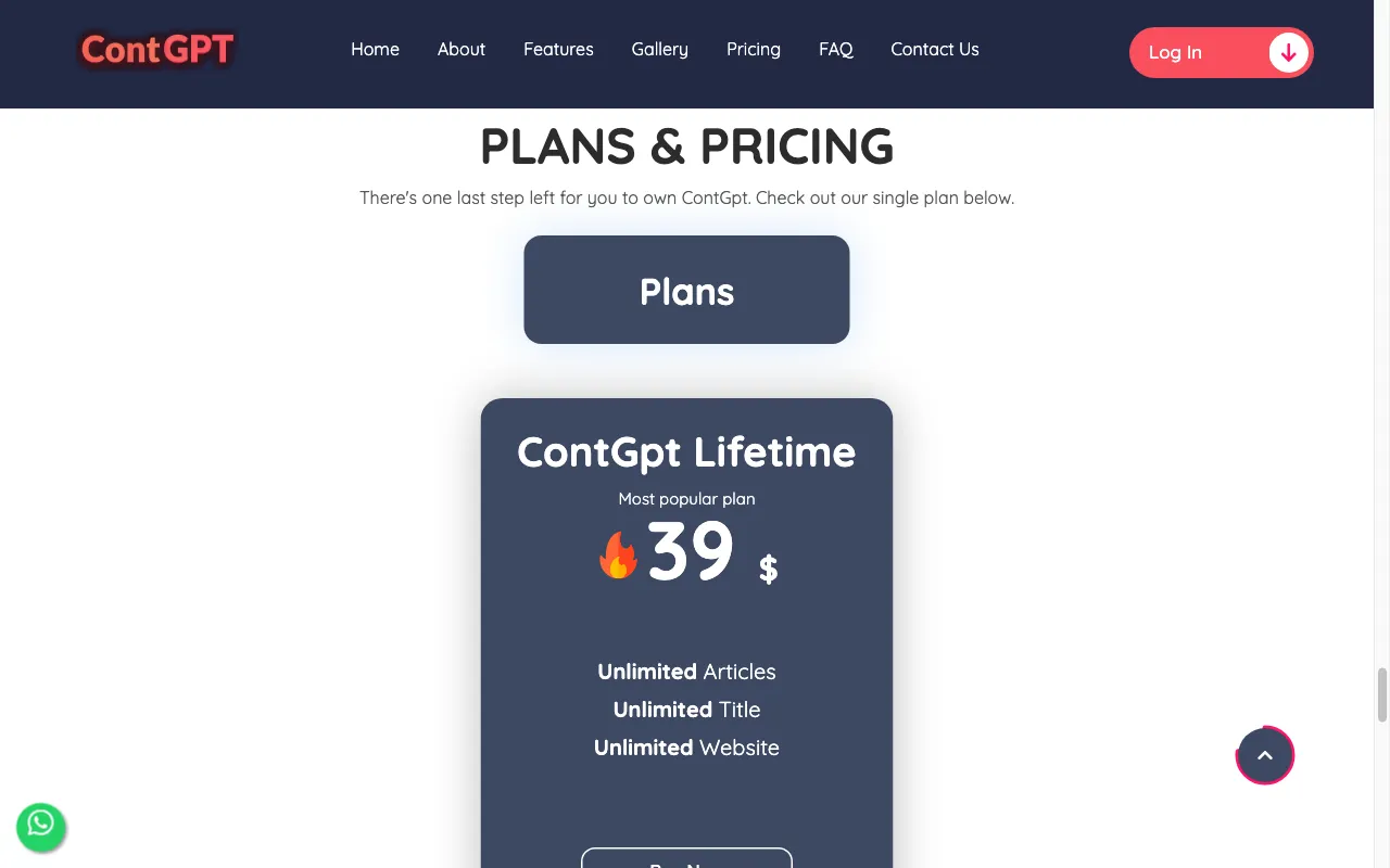 ContGPT — pricing page