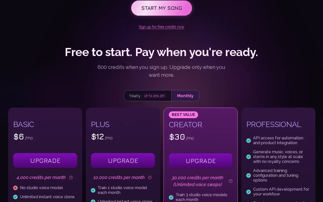 Controlla Voice — pricing page