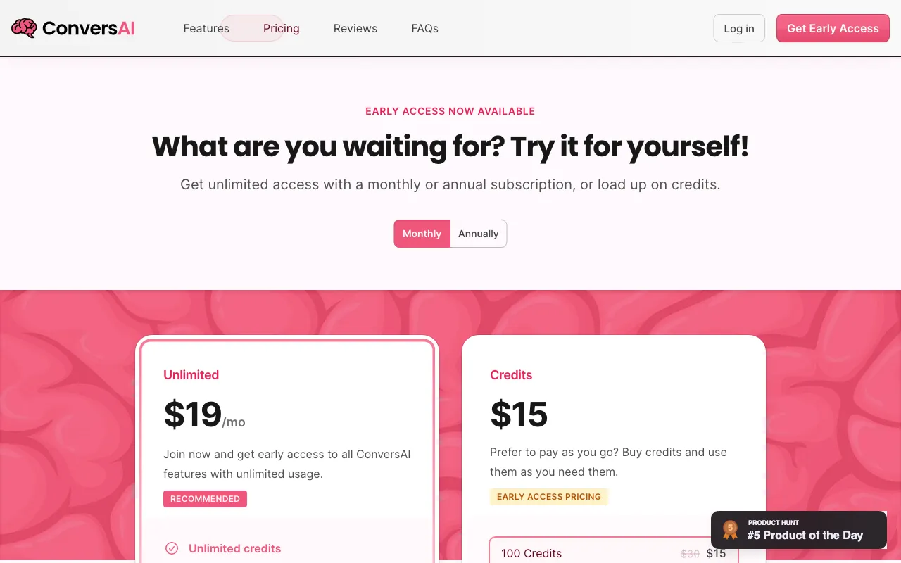 ConversAI — pricing page