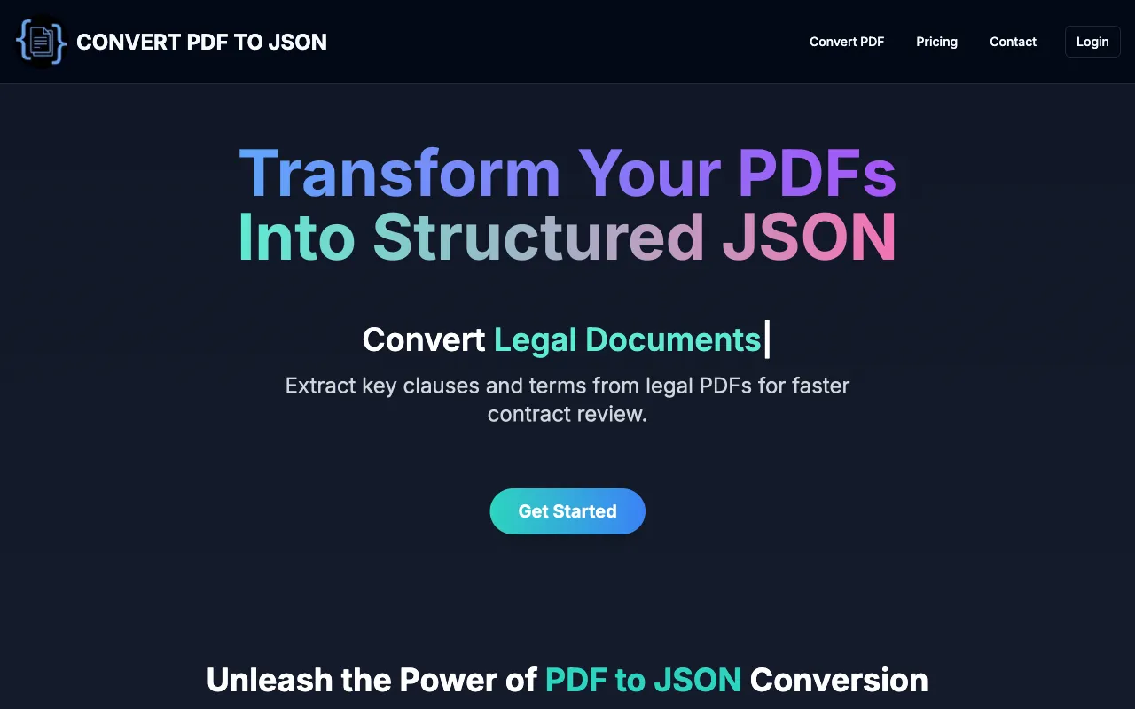 Convert PDF to JSON — preview screenshot