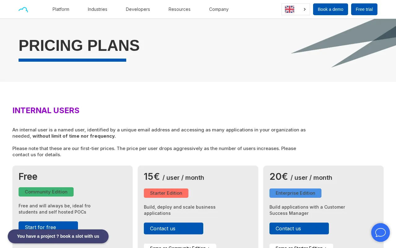Convertigo — pricing page