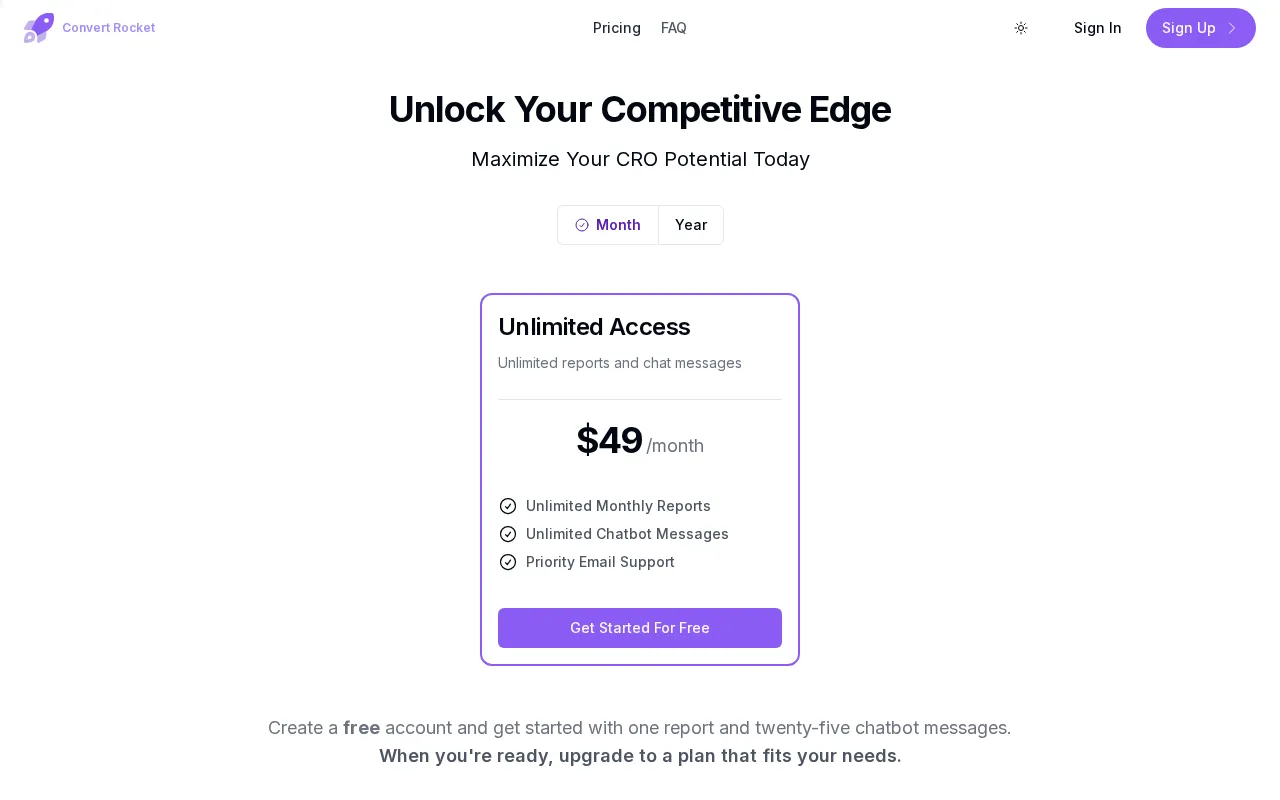 ConvertRocket — pricing page