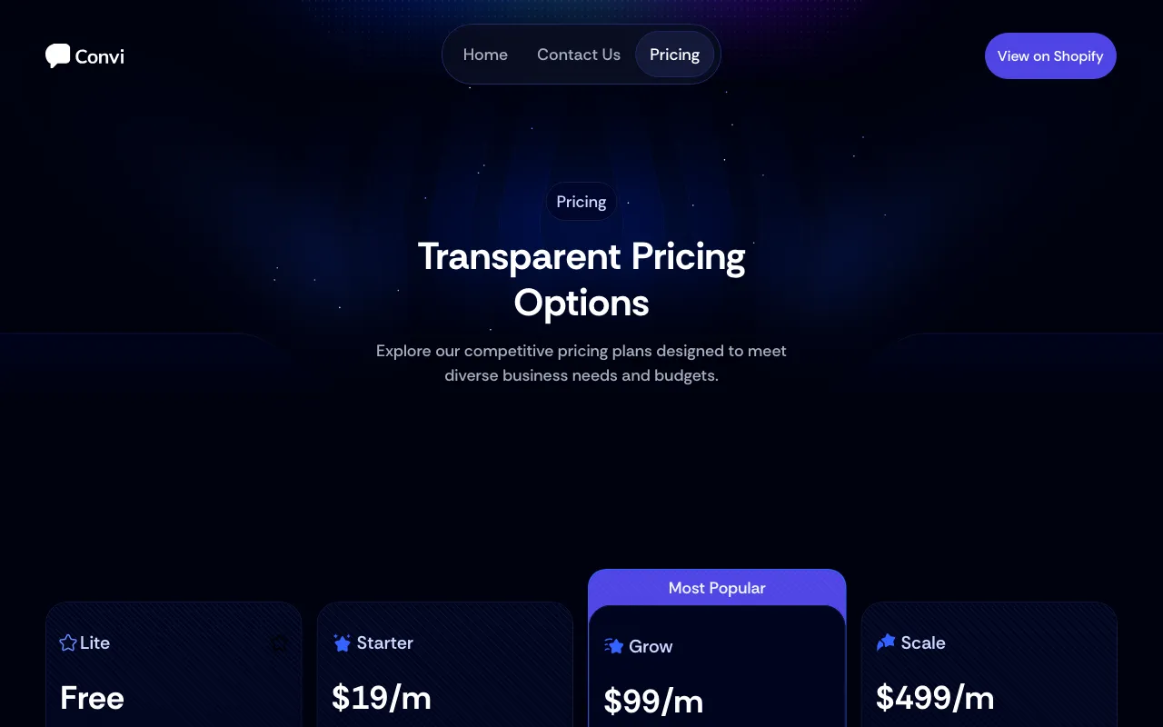 Convi — pricing page