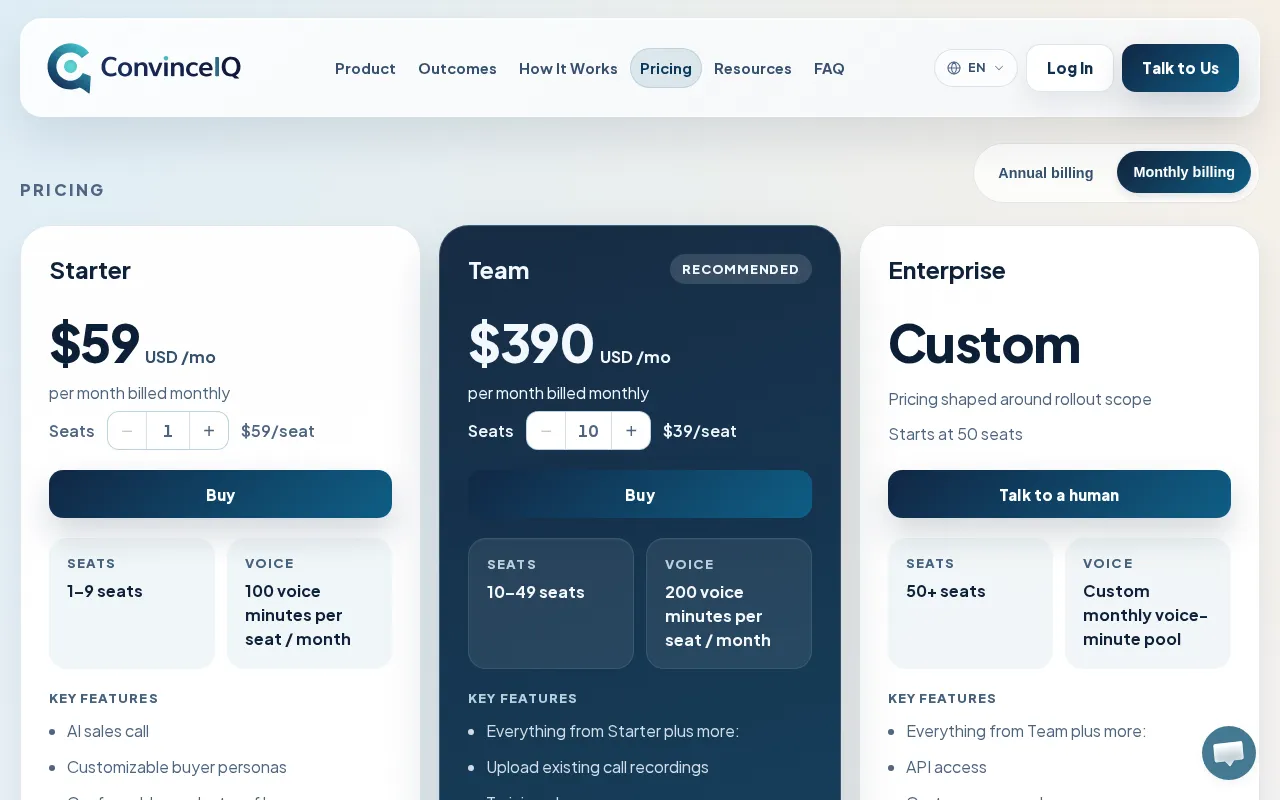 ConvinceIQ — pricing page