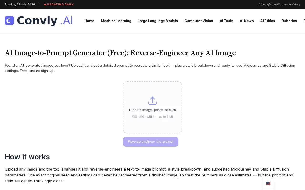 Convly AI Image-to-Prompt — preview screenshot
