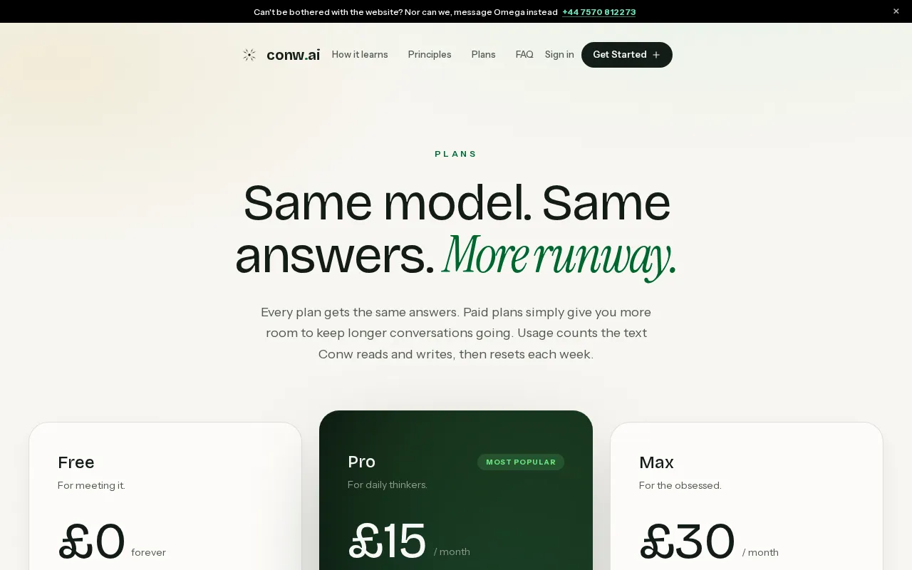 conw.ai — pricing page