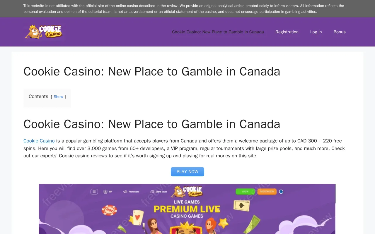 Cookie Casino – Top Real Money Casino in Canada - Enjoy an Incredible Online Gambling Experience with Cookie Casino ✧ Play all Your Favourite Games at a Licensed Canadian Online Casino and Become Rich! — preview screenshot