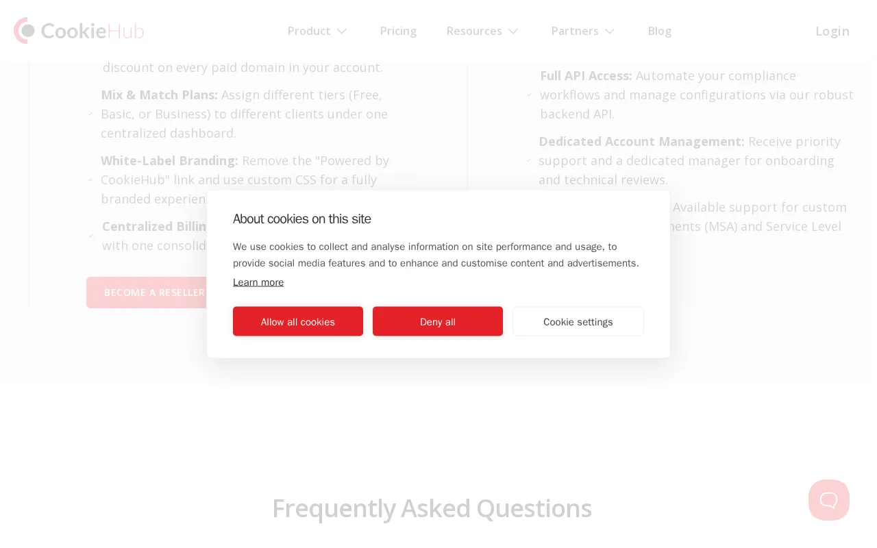 CookieHub — pricing page