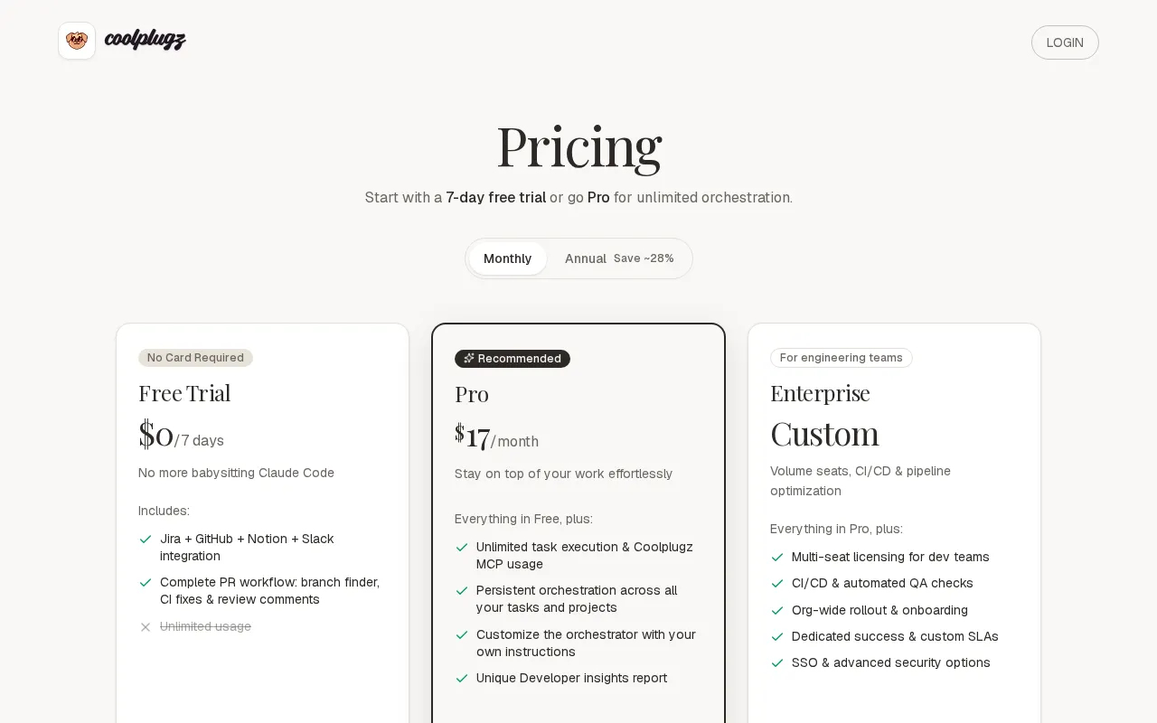 coolplugz — pricing page