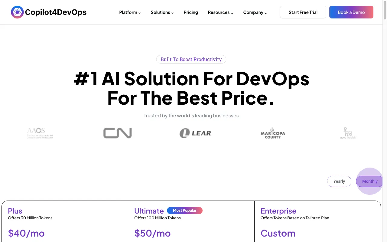 Copilot4DevOps — pricing page
