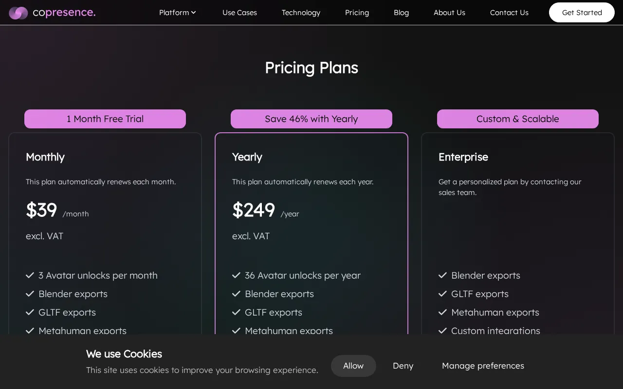 COPRESENCE — pricing page