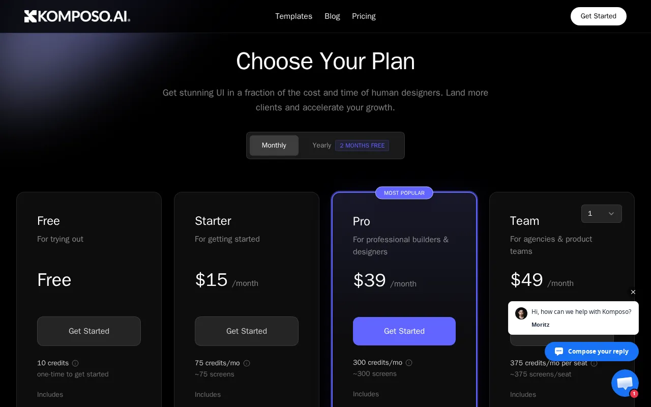 Komposo — pricing page