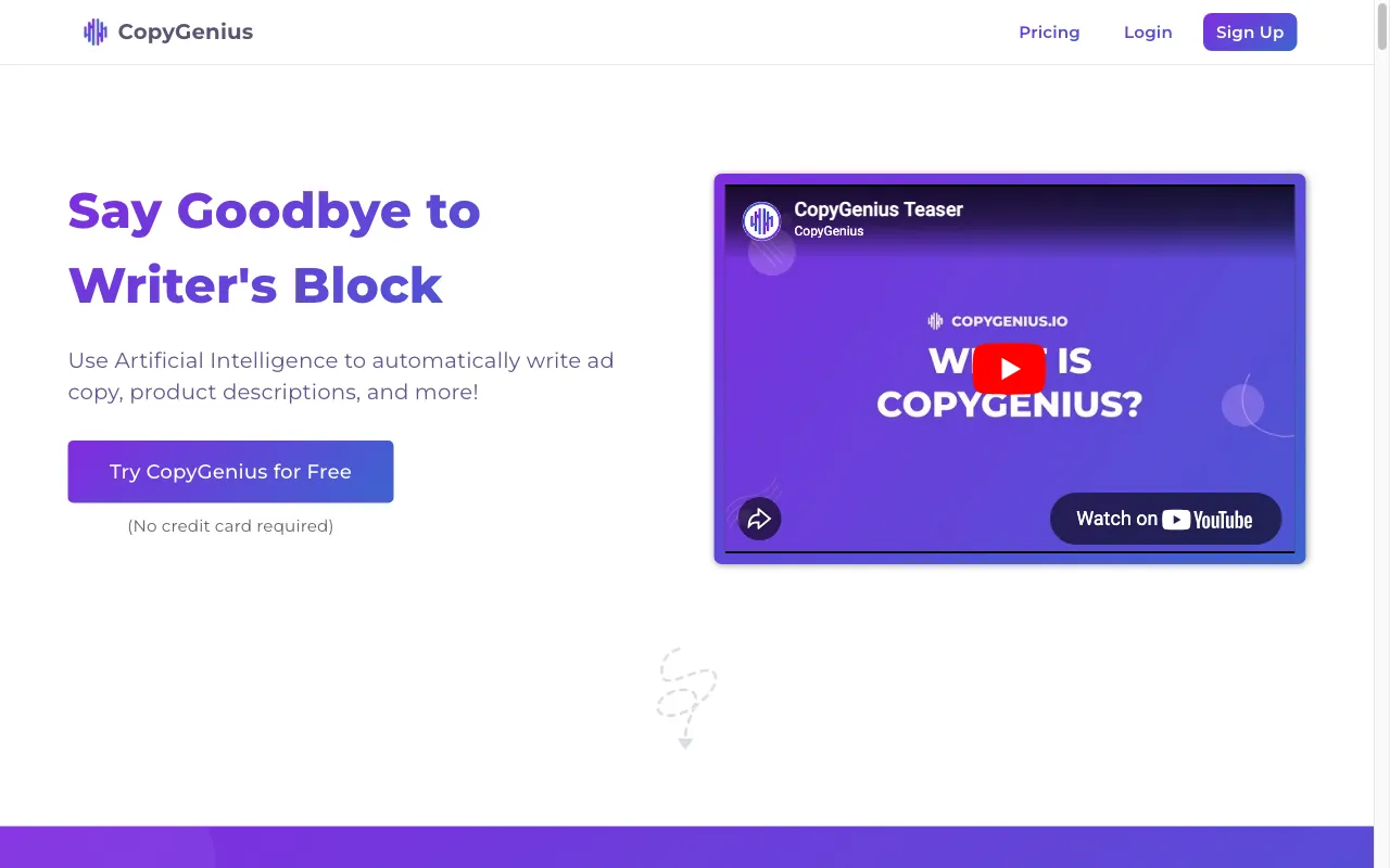 CopyGenius — pricing page