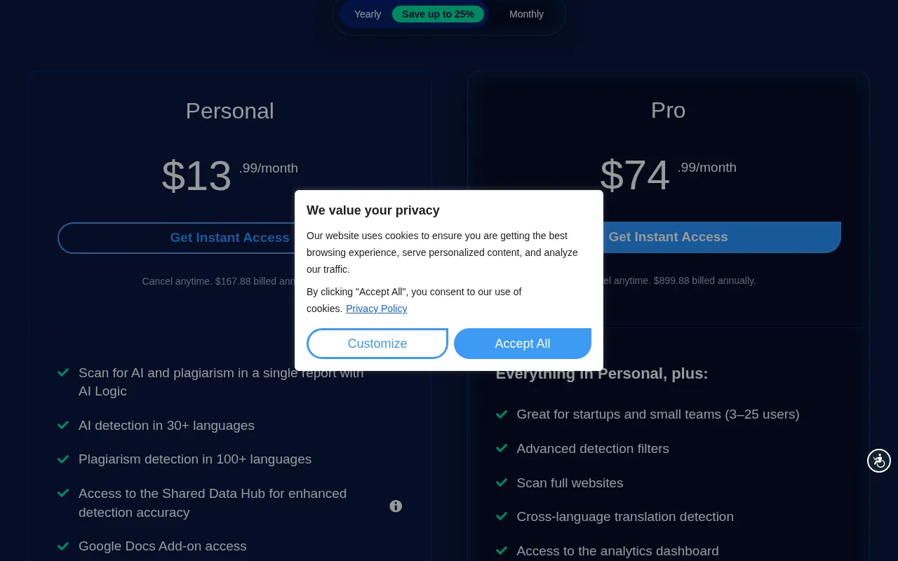 Copyleaks — pricing page