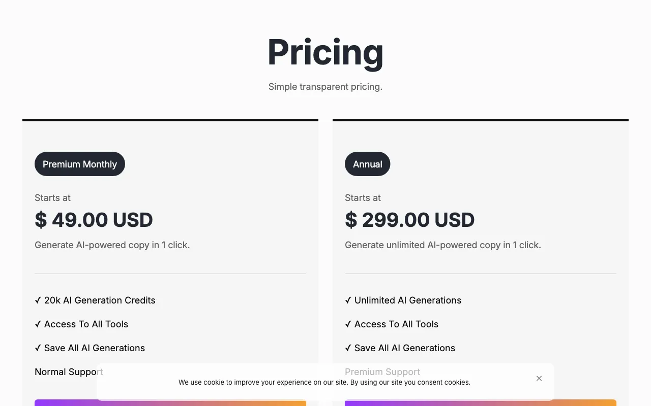 Copy Shark — pricing page