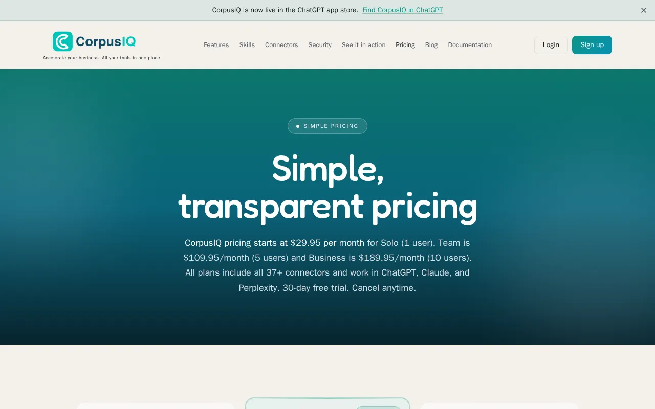 CorpusIQ — pricing page