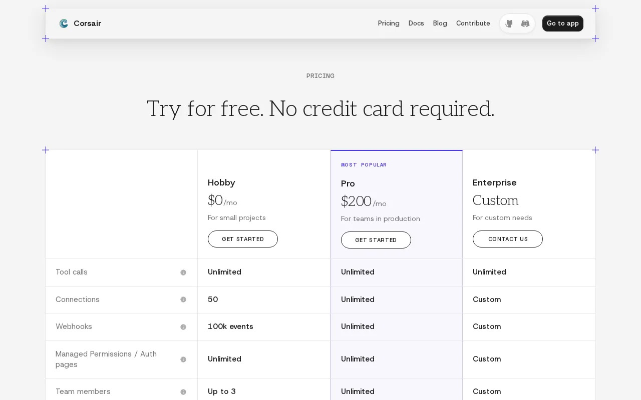 Corsair — pricing page