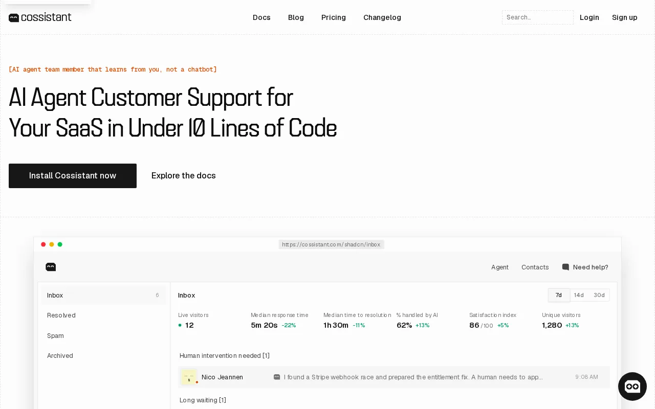 Cossistant — preview screenshot