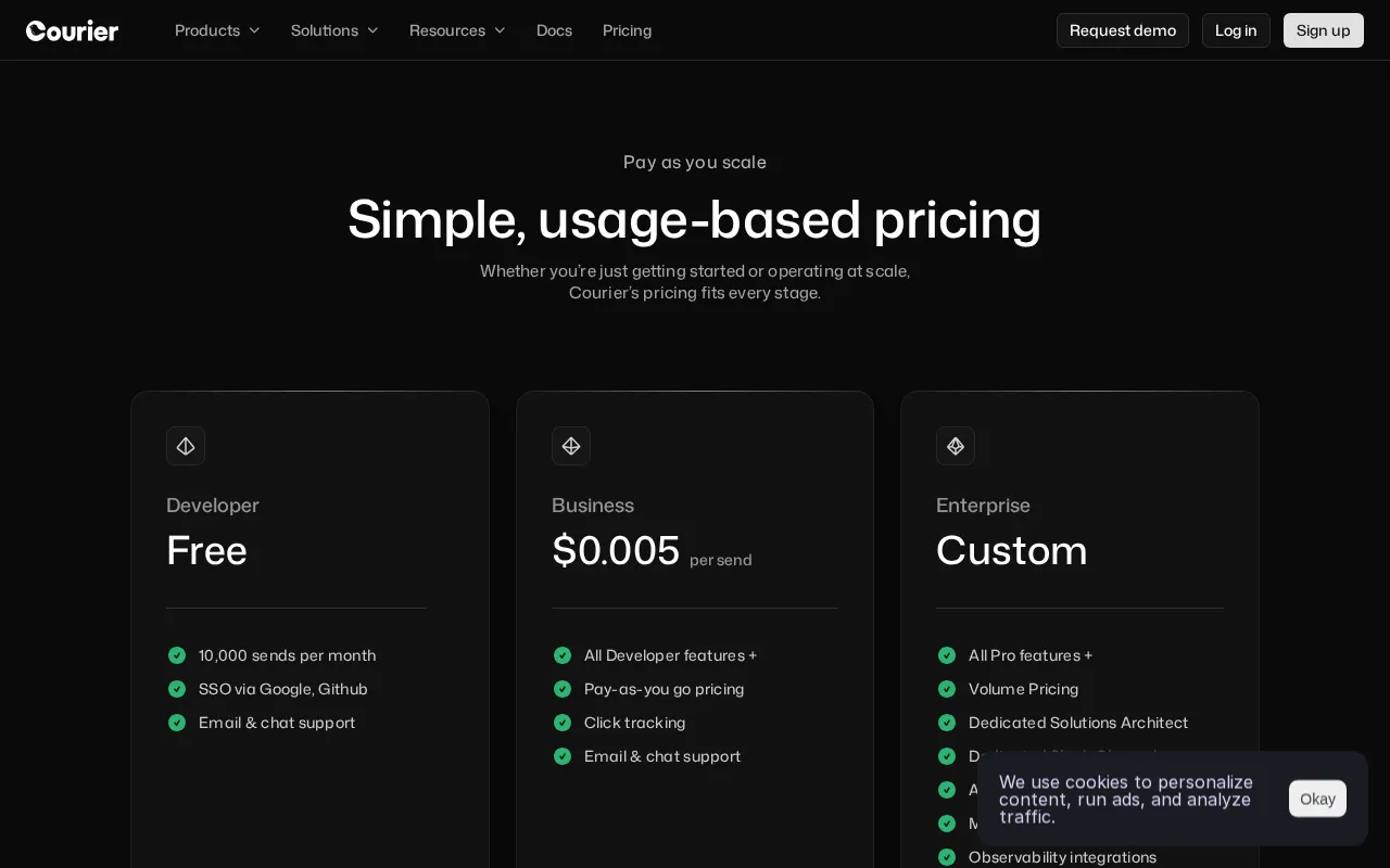 Courier — pricing page