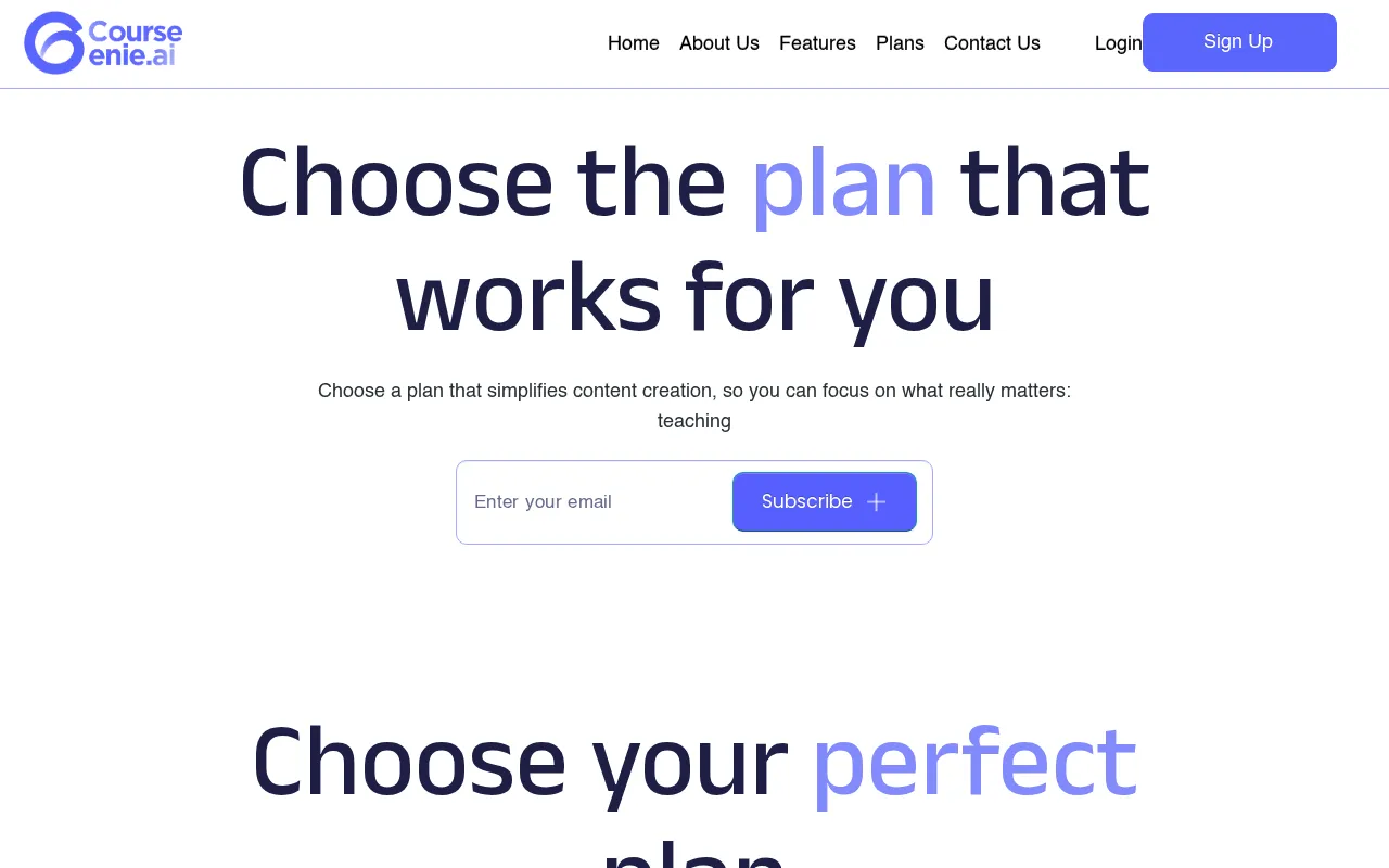 CourseGenie — pricing page