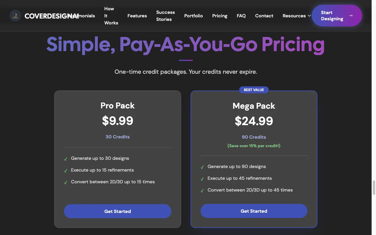 CoverDesignAI — pricing page