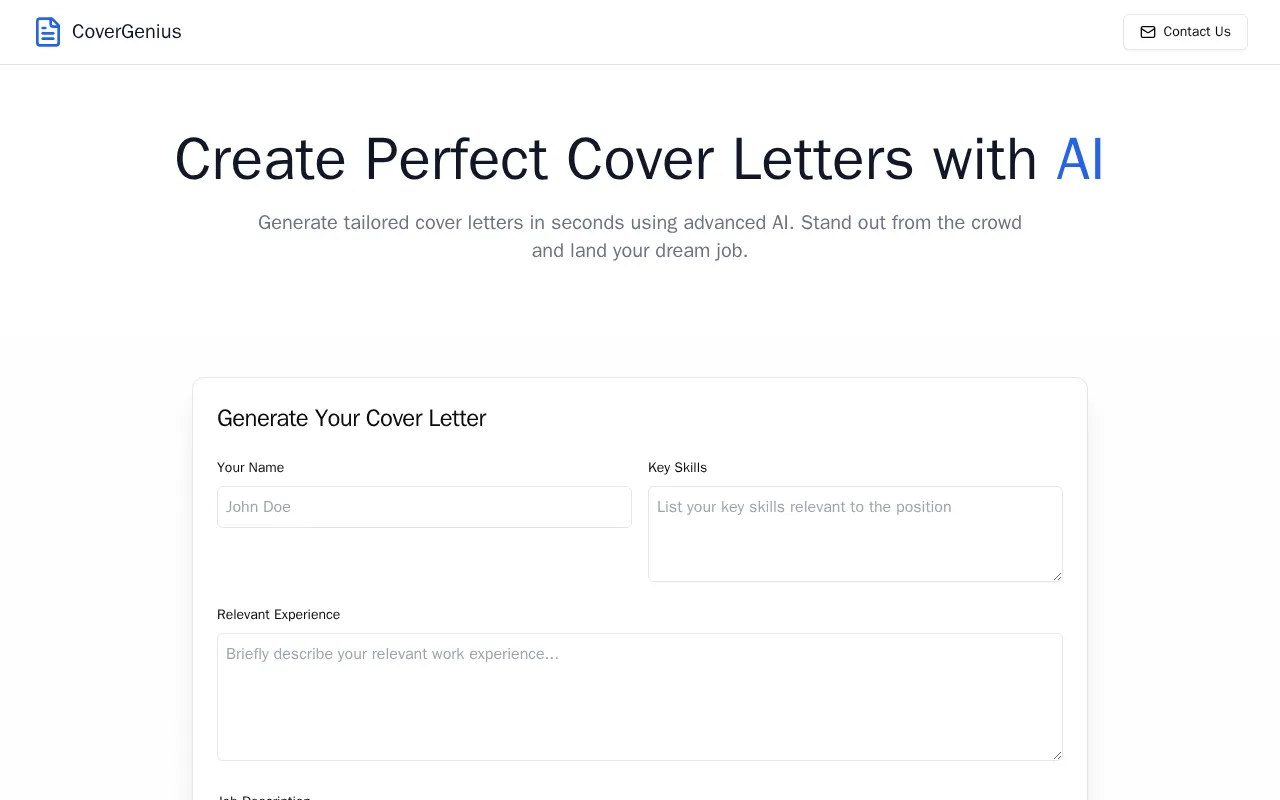 CoverGenius — preview screenshot