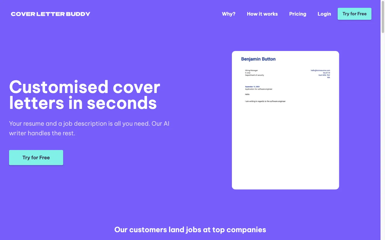Free AI Cover Letter — preview screenshot