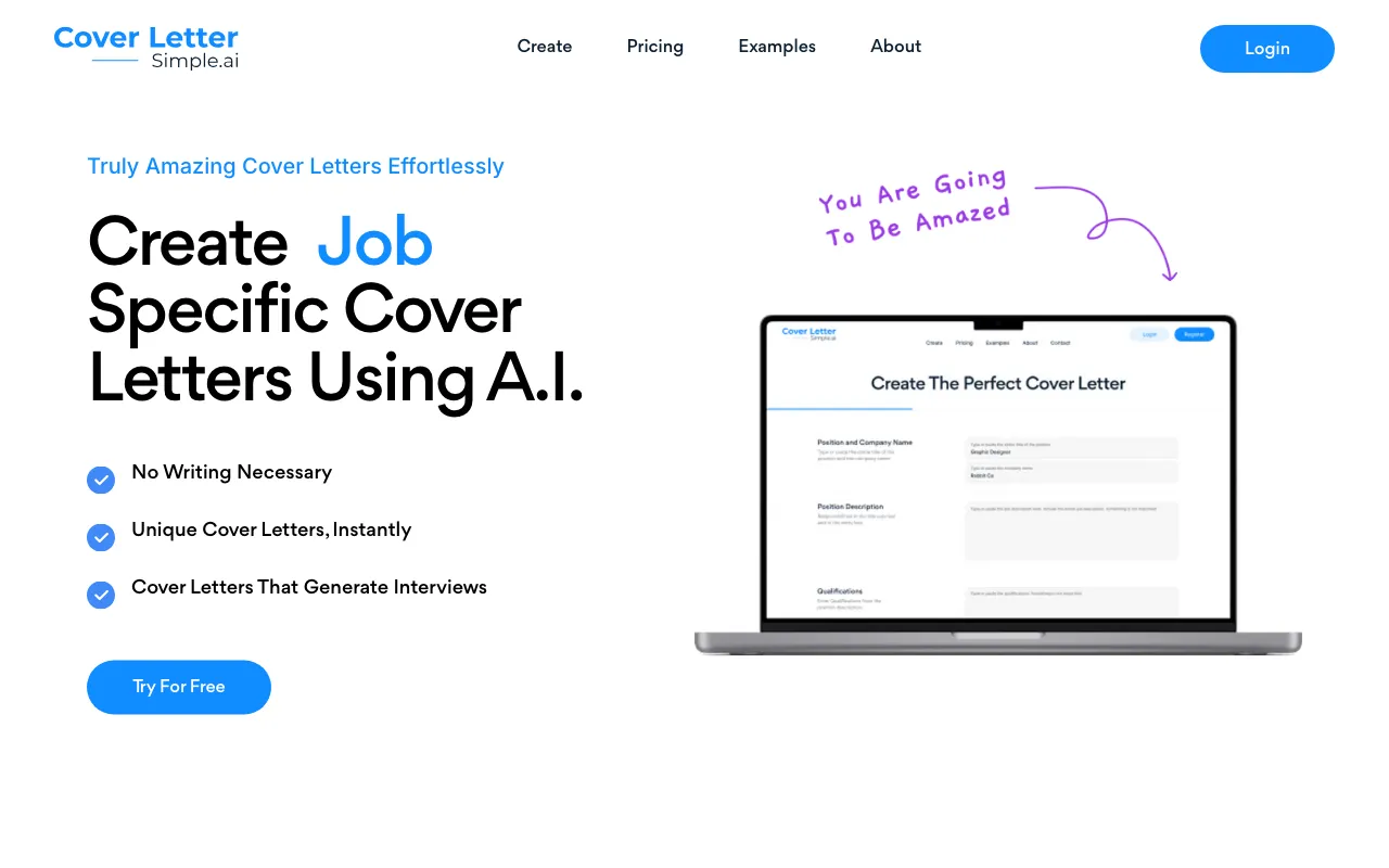 CoverLetterSimple.ai — preview screenshot