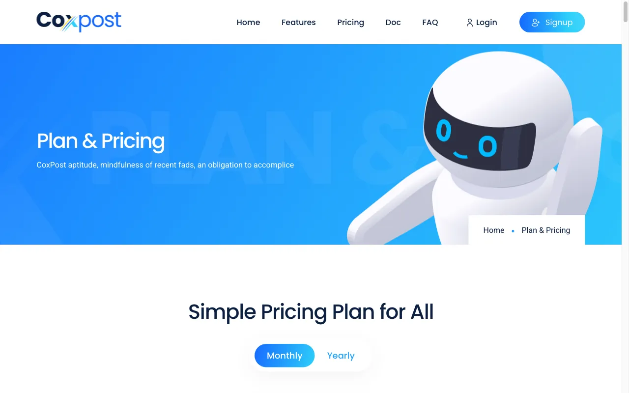 CoxPost — pricing page