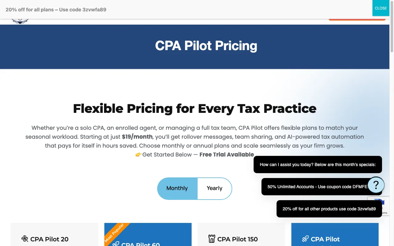 CPA Pilot — pricing page