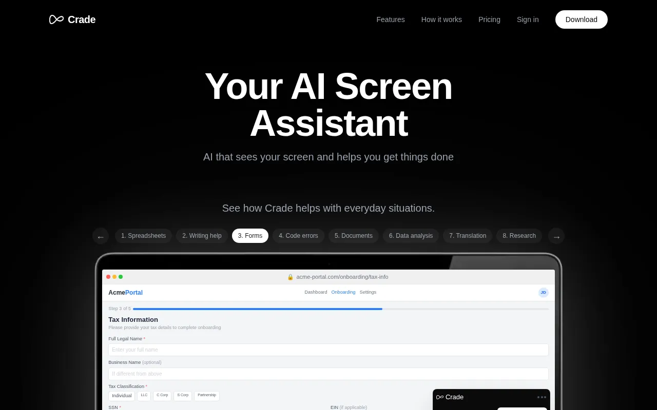 Crade AI — preview screenshot