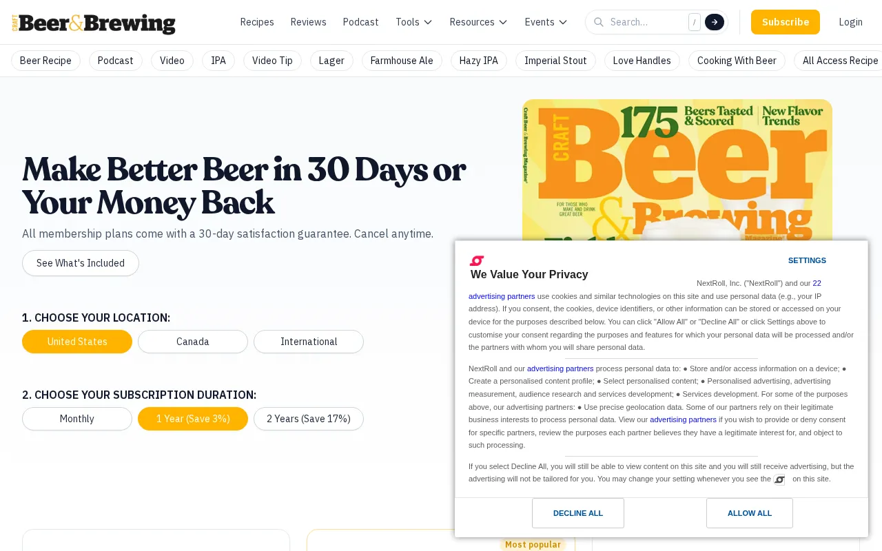 Craft Beer & Brewing — pricing page