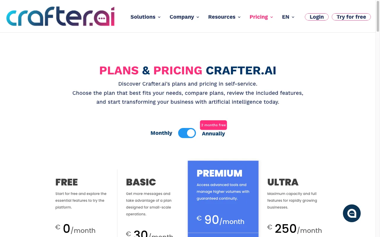 crafter.ai — pricing page